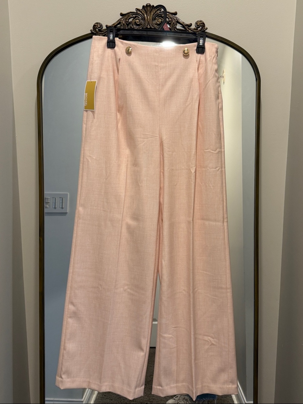 Michael Kors Dust Coral Wide-Leg High-Waist Trousers
